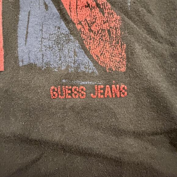 Guess Mens Black Graphic V-Neck T-Shirt XL #1046 - Picture 6 of 7